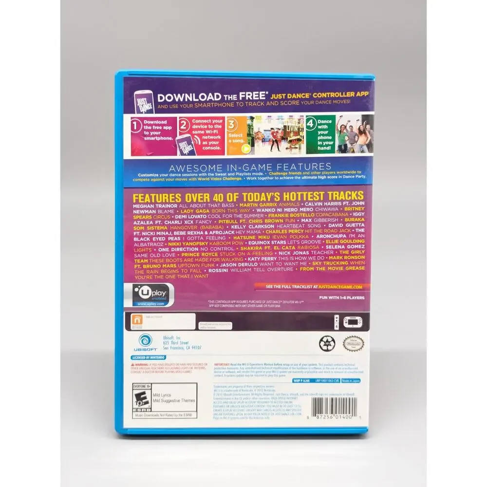 Just Dance 2016 Nintendo Wii U Original Replacement Case Only No Game